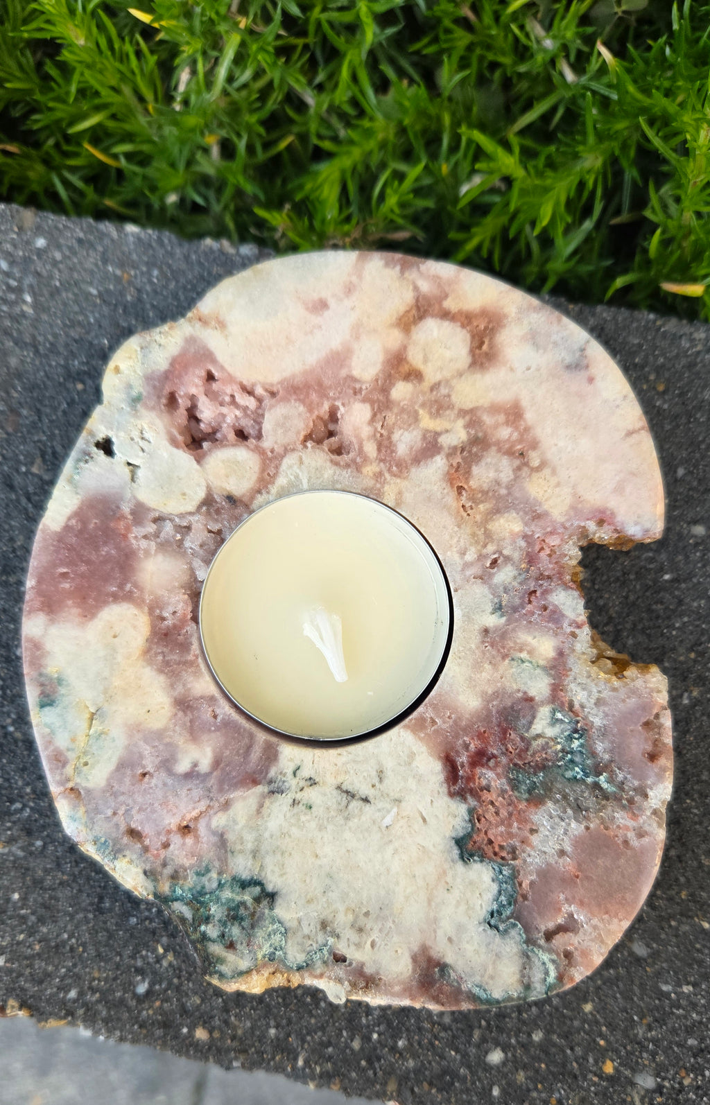 Roze amethist waxinelicht houder