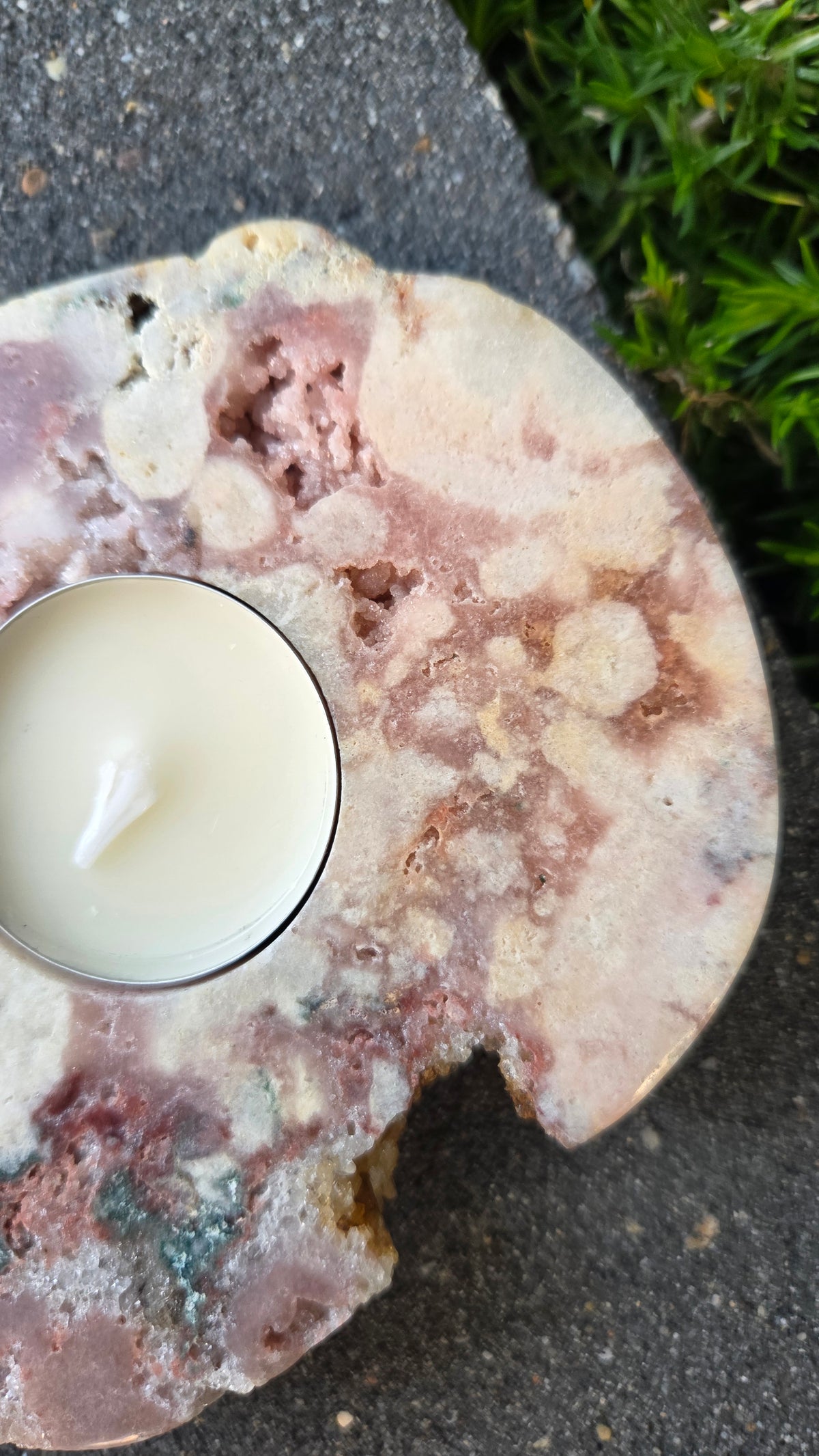 Roze amethist waxinelicht houder