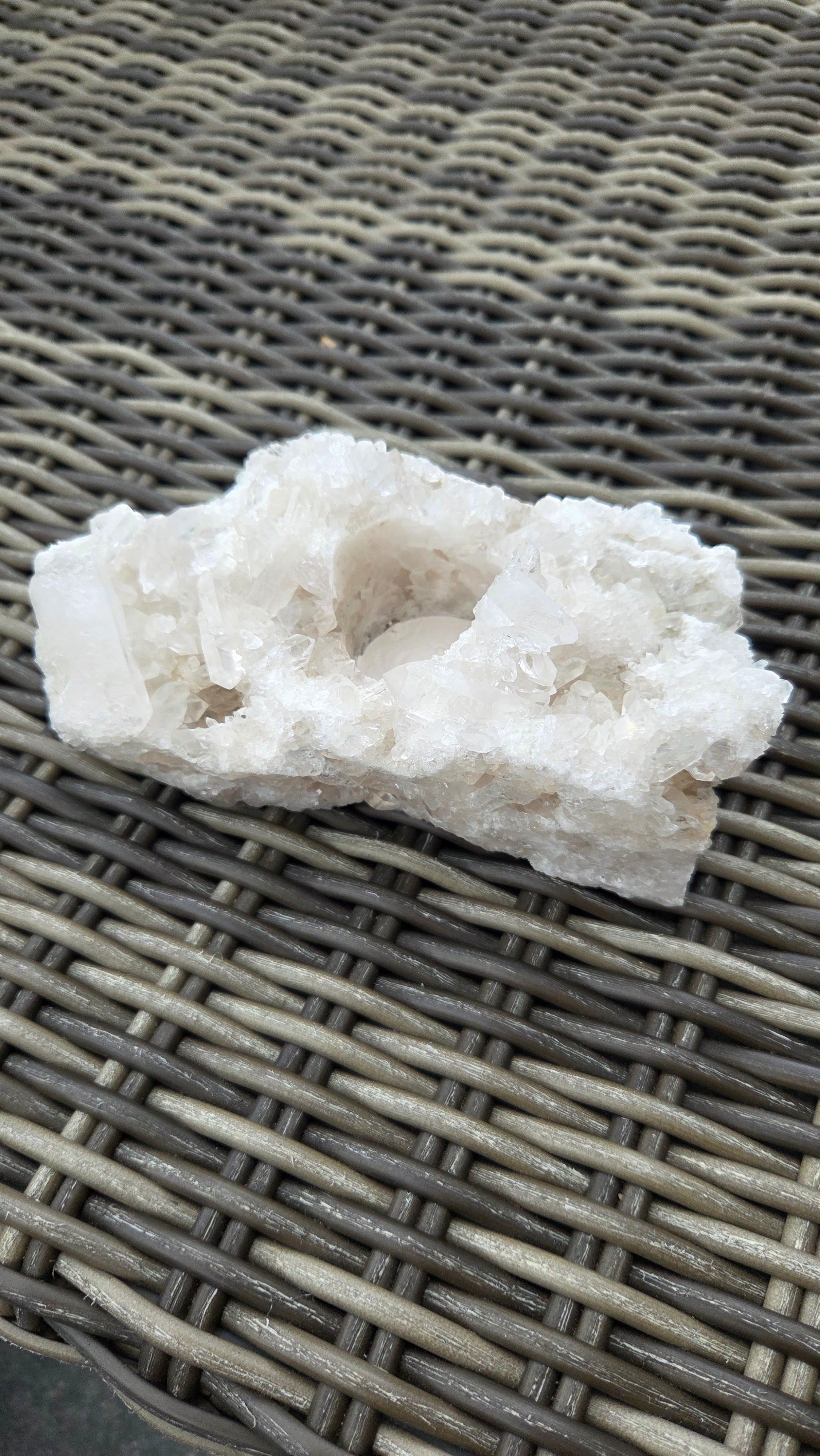 Bergkristal theelicht houder