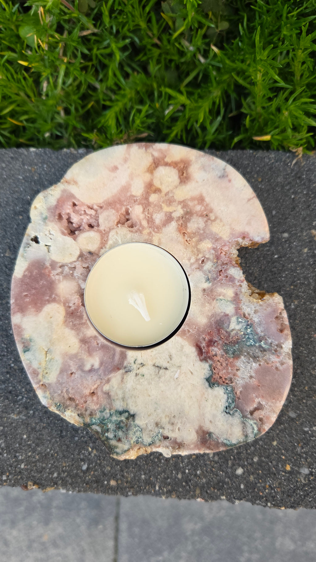 Roze amethist waxinelicht houder