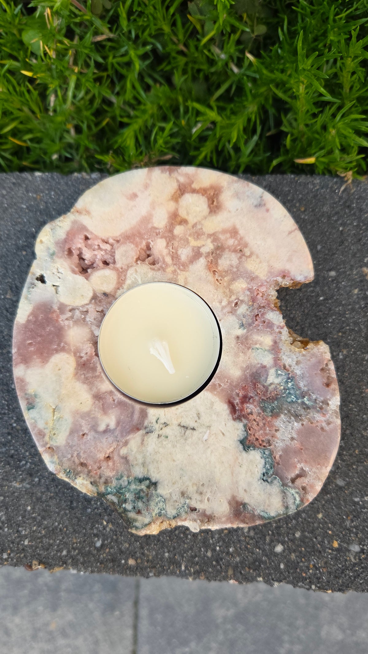 Roze amethist waxinelicht houder