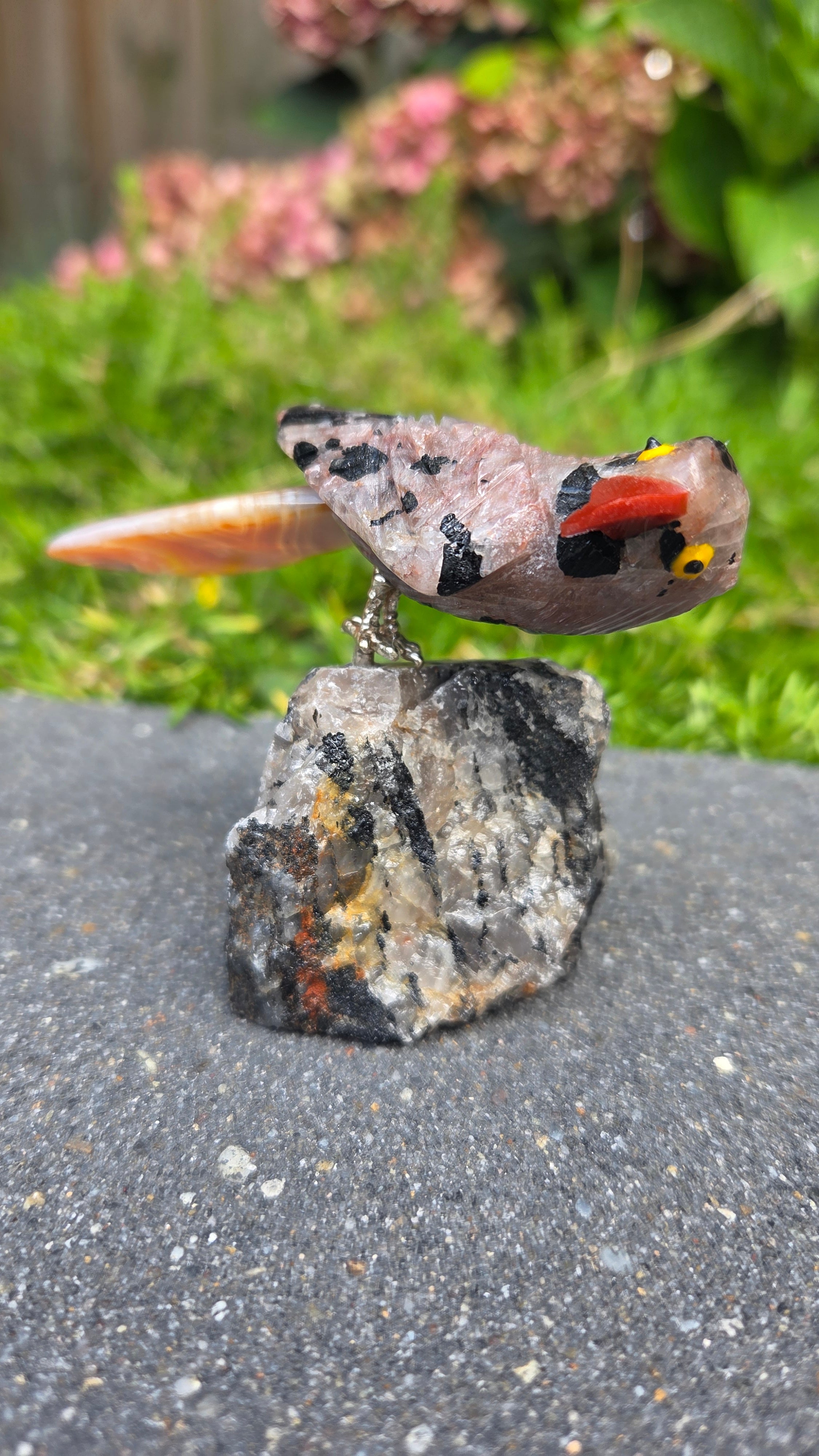 Toermalijn in kwarts vogeltje