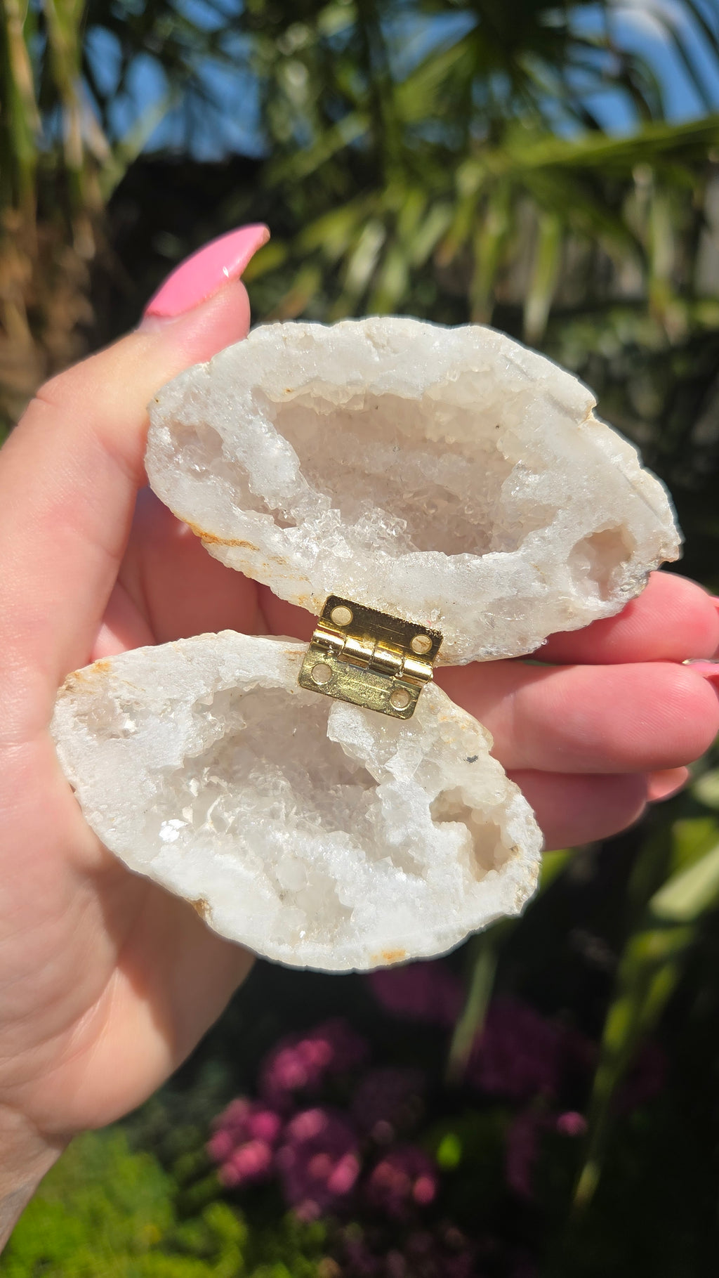 Bergkristal geode doosje