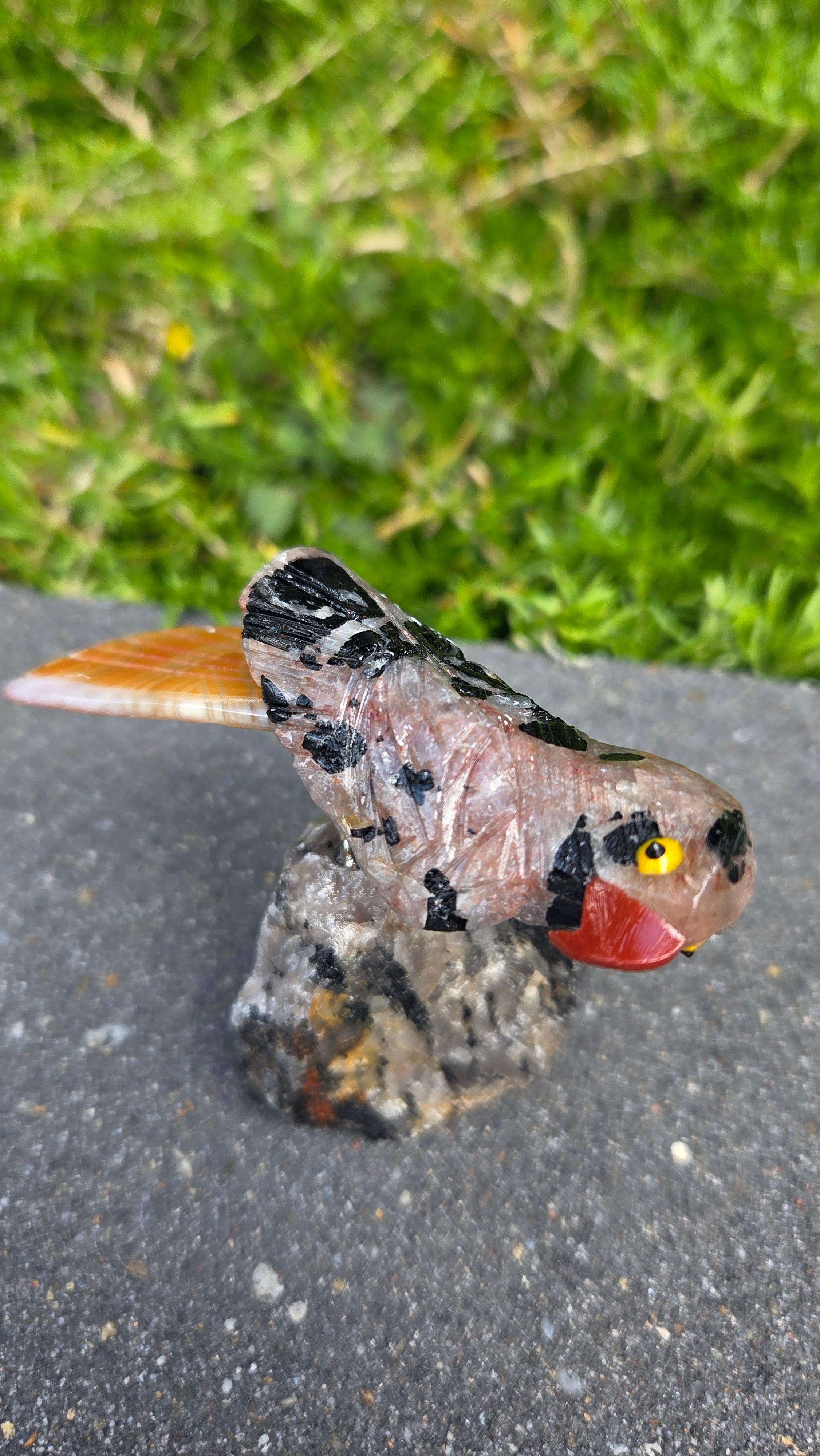 Toermalijn in kwarts vogeltje