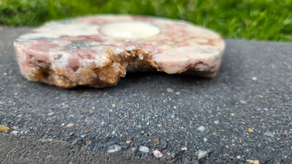 Roze amethist waxinelicht houder
