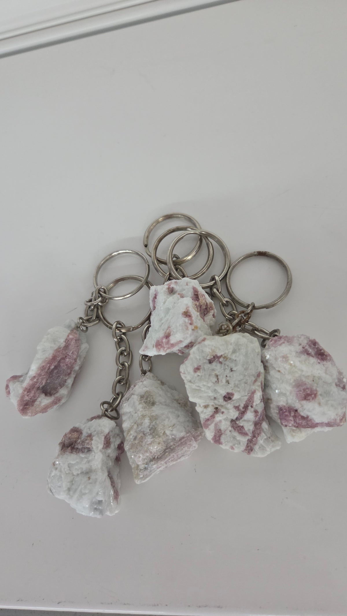 Roze toermalijn sleutelhanger