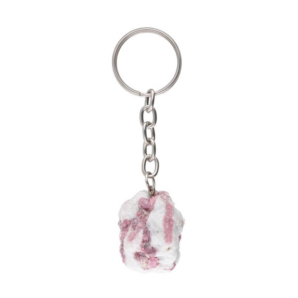 Roze toermalijn sleutelhanger