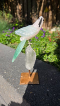Prachtige vogel op bergkristal voet