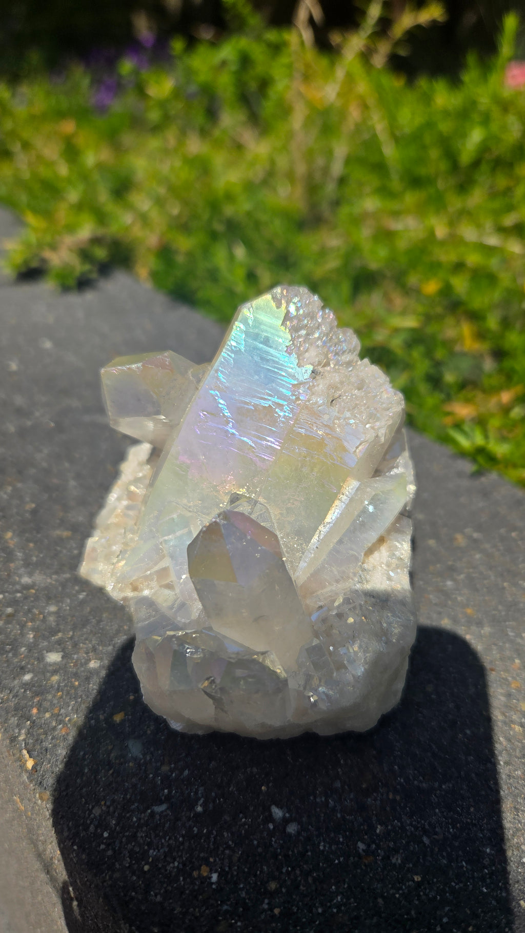 Bergkristal cluster met aura