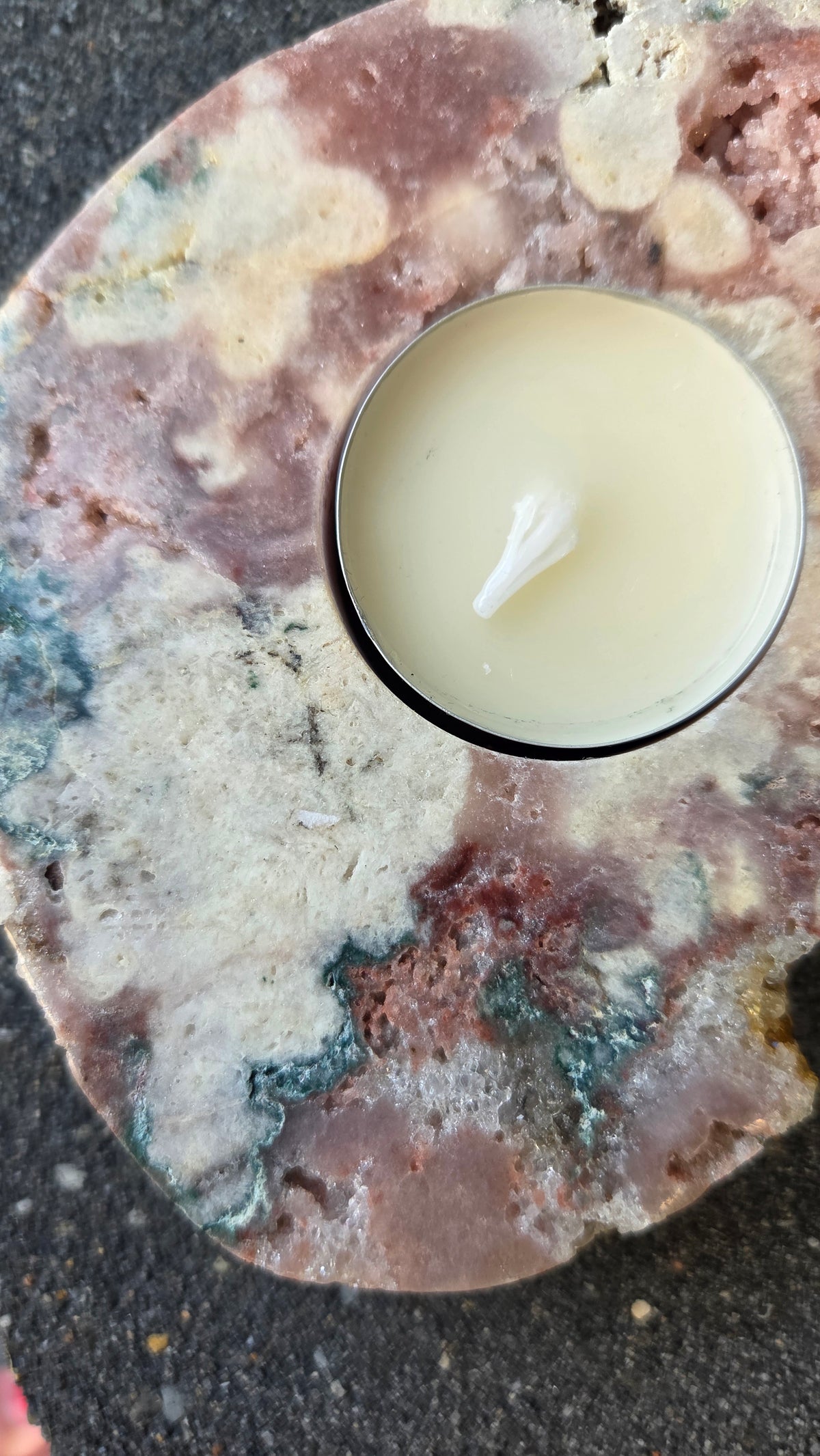 Roze amethist waxinelicht houder