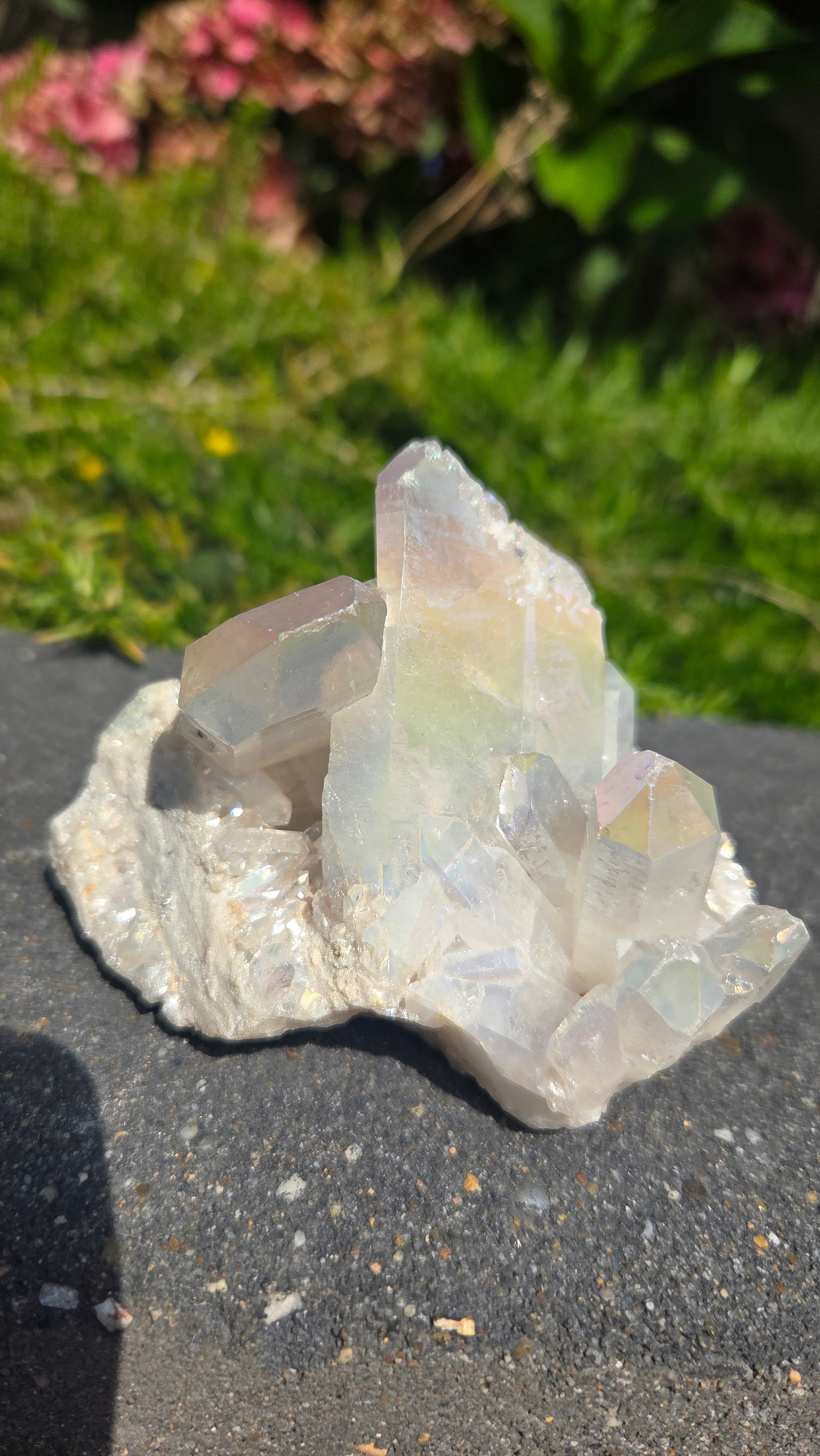 Bergkristal cluster met aura