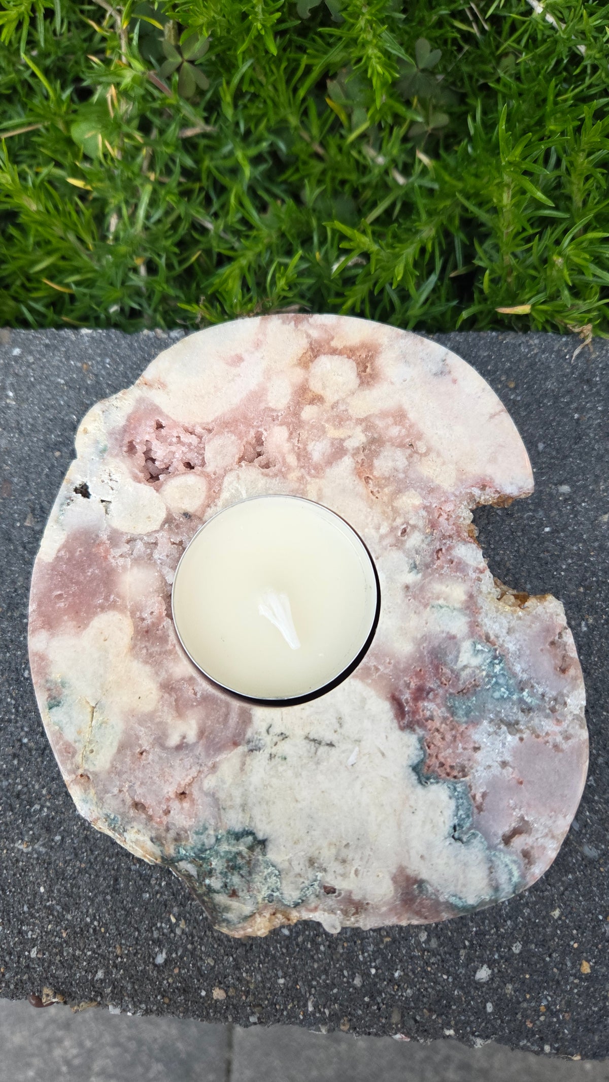 Roze amethist waxinelicht houder