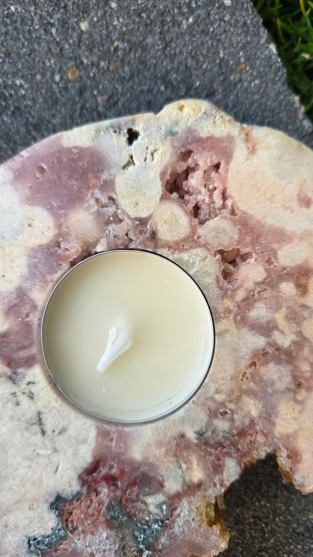 Roze amethist waxinelicht houder