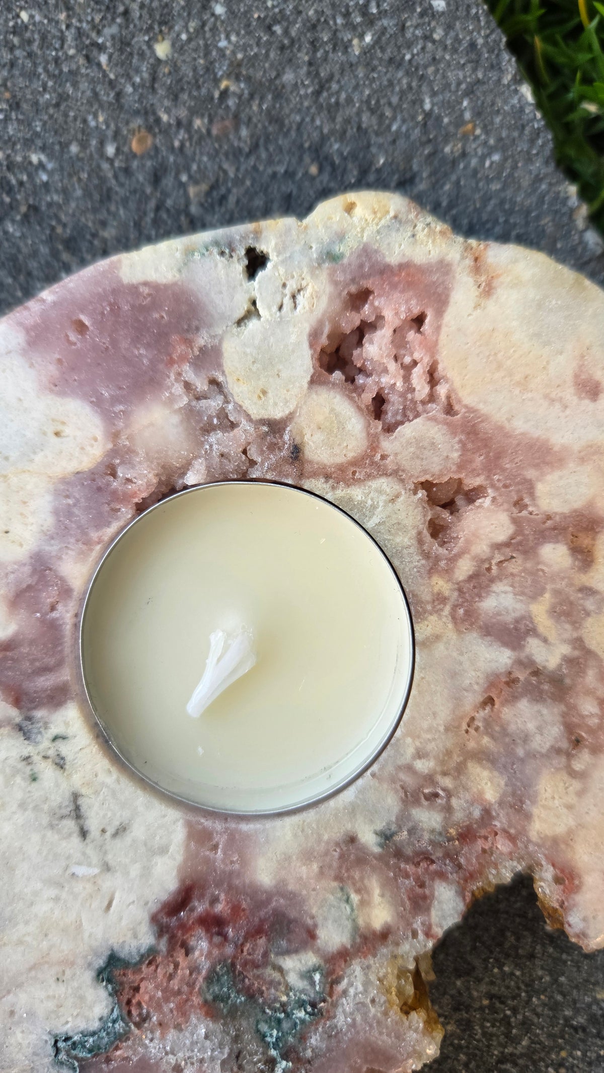 Roze amethist waxinelicht houder