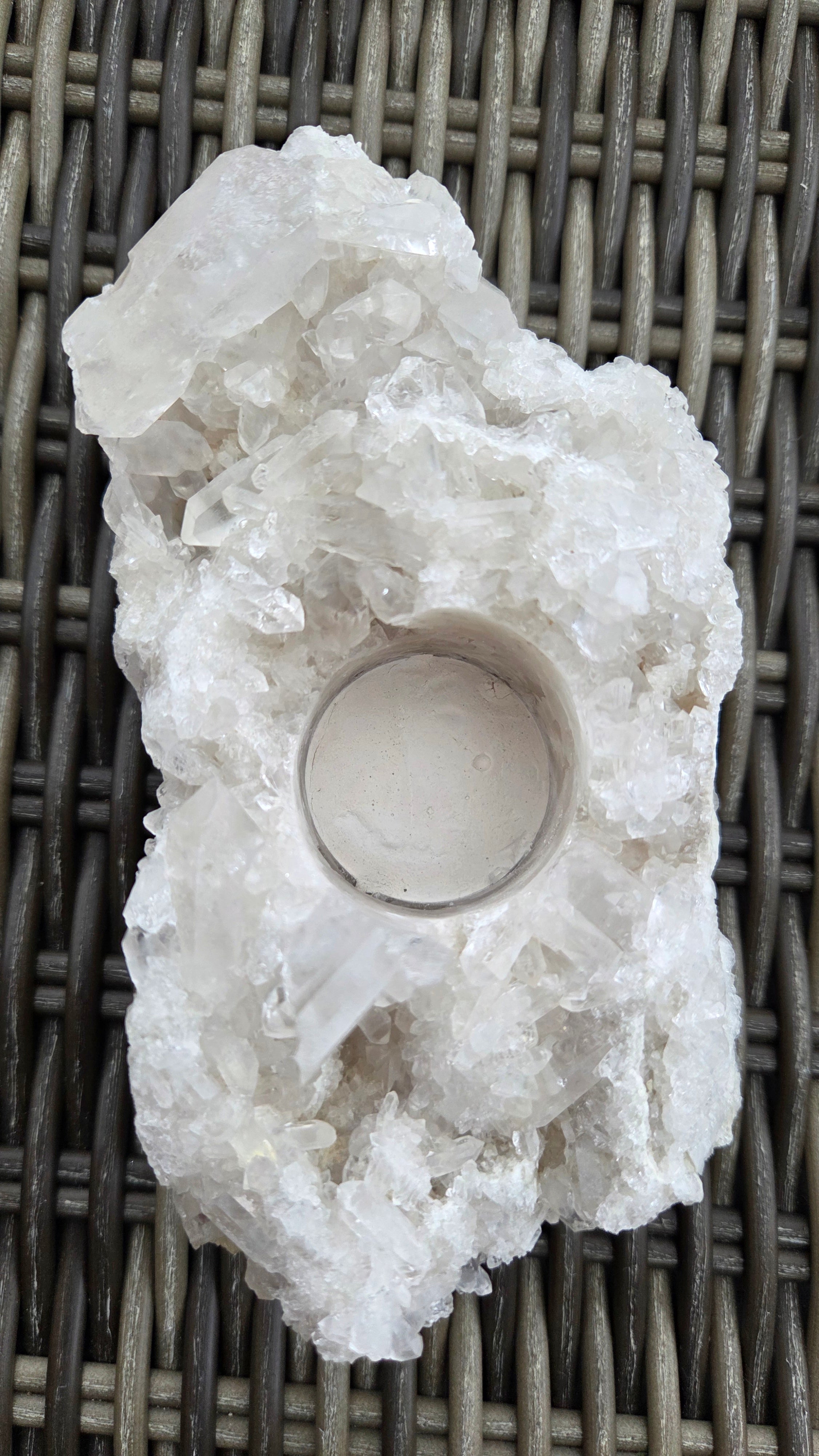 Bergkristal theelicht houder